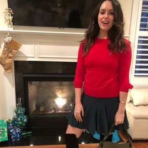 Hunter green club Monaco silk skirt